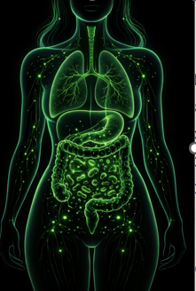 Illustration of the gut connected to the whole body
